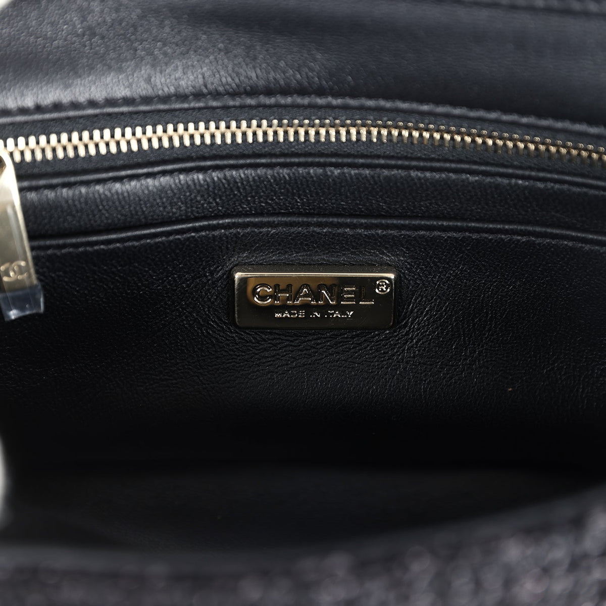 Chanel Mini Summer Nights Flap Bag Black Woven Patent Leather Light Gold Hardware