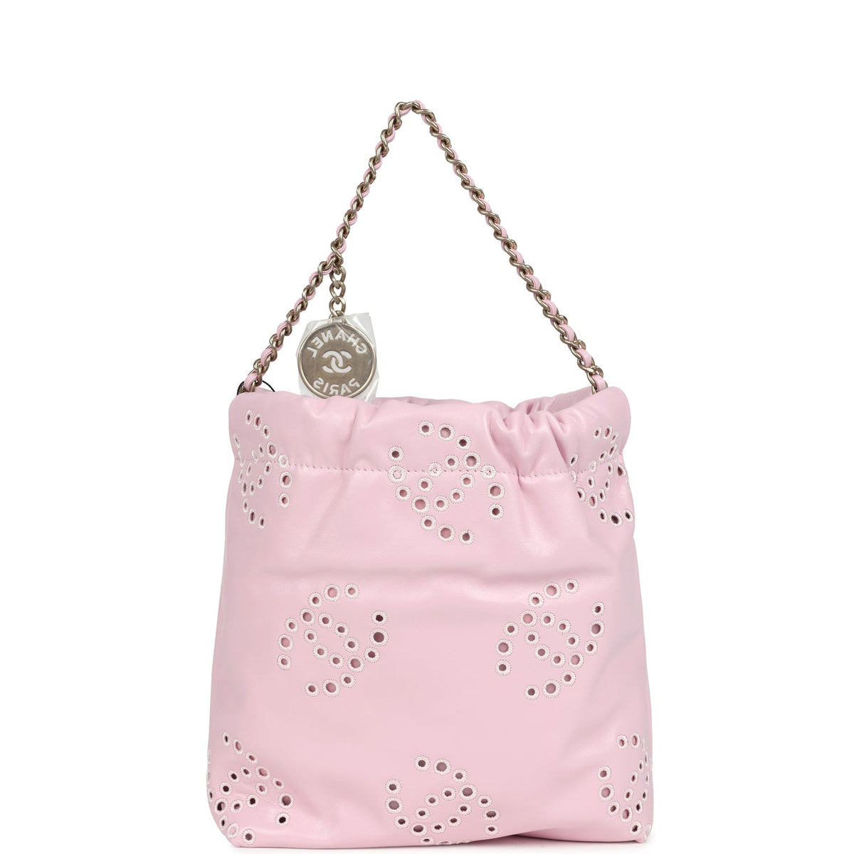 Chanel Mini 22 Bag Pink Shiny Calfskin Brushed Gold Hardware