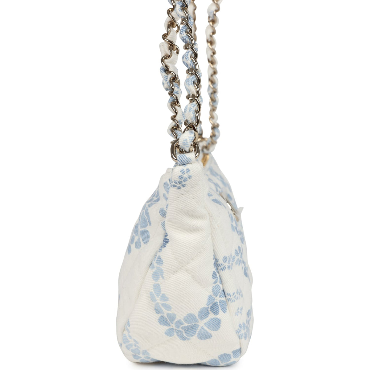 Chanel Large Coco Beach Hobo Bag in White, Blue Denim Light Gold Hardware