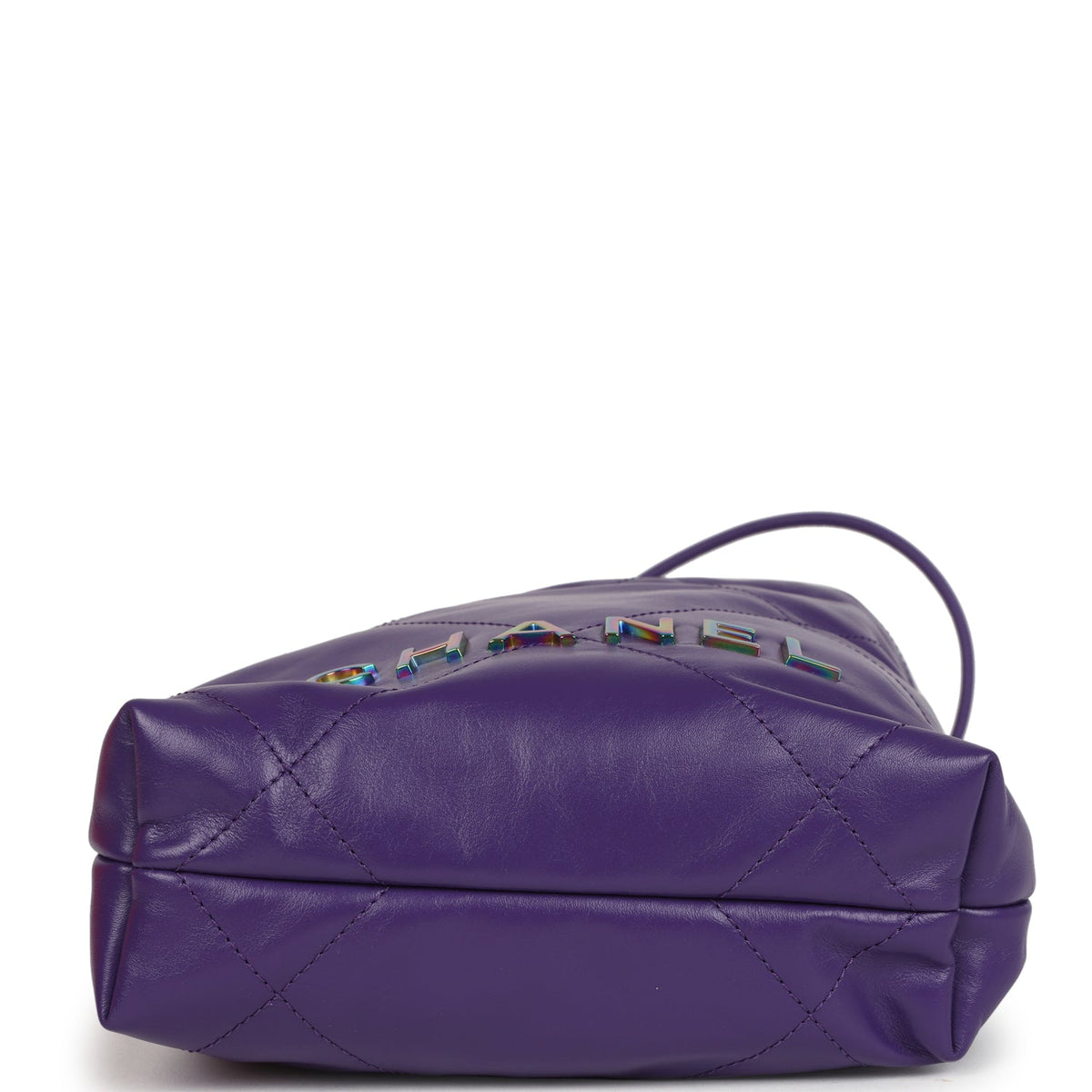 Chanel Mini 22 Bag Dark Purple Lambskin Rainbow Hardware