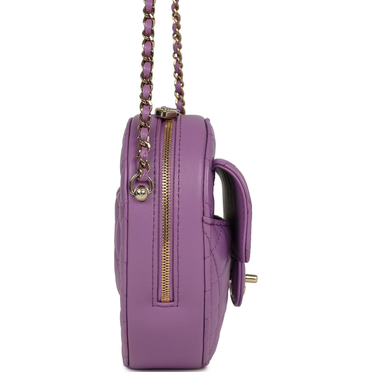Chanel CC In Love Large Heart Bag with Chain Purple Lambskin Light Gold Hardware