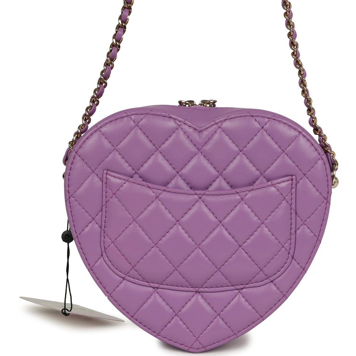 Chanel CC In Love Large Heart Bag with Chain Purple Lambskin Light Gold Hardware