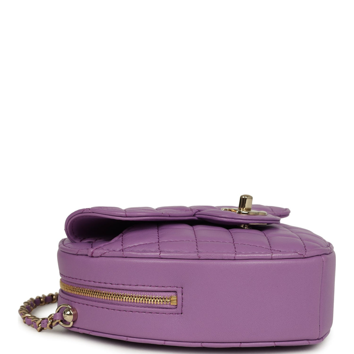 Chanel CC In Love Large Heart Bag with Chain Purple Lambskin Light Gold Hardware