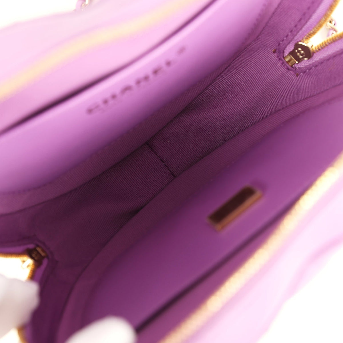 Chanel CC In Love Large Heart Bag with Chain Purple Lambskin Light Gold Hardware