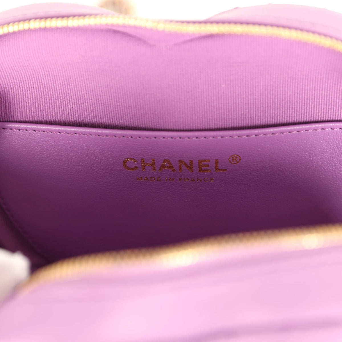 Chanel CC In Love Large Heart Bag with Chain Purple Lambskin Light Gold Hardware