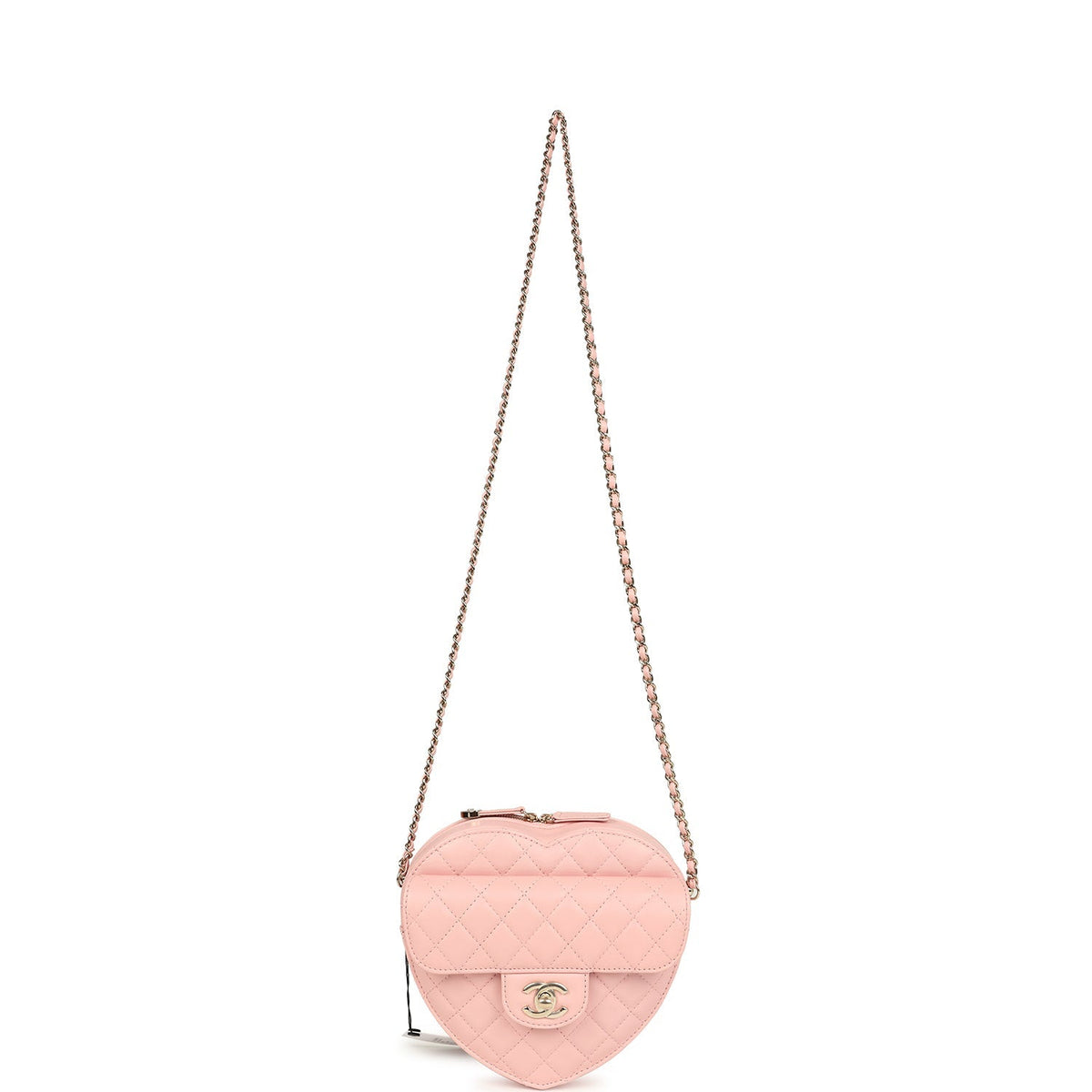 Chanel CC In Love Large Heart Bag with Chain Light Pink Lambskin Light Gold Hardware