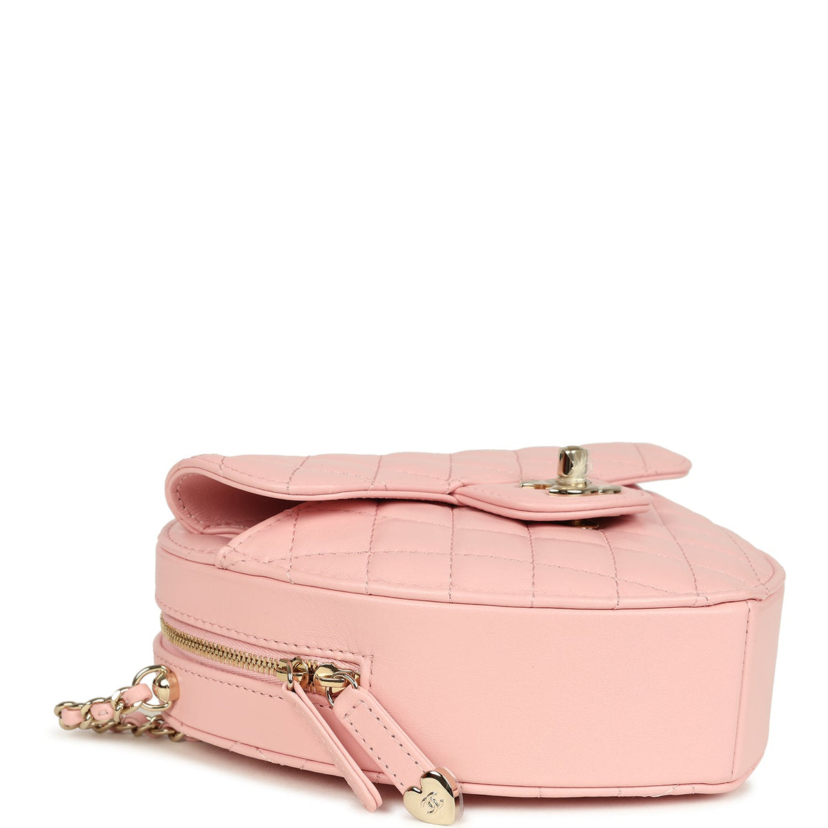 Chanel CC In Love Large Heart Bag with Chain Light Pink Lambskin Light Gold Hardware