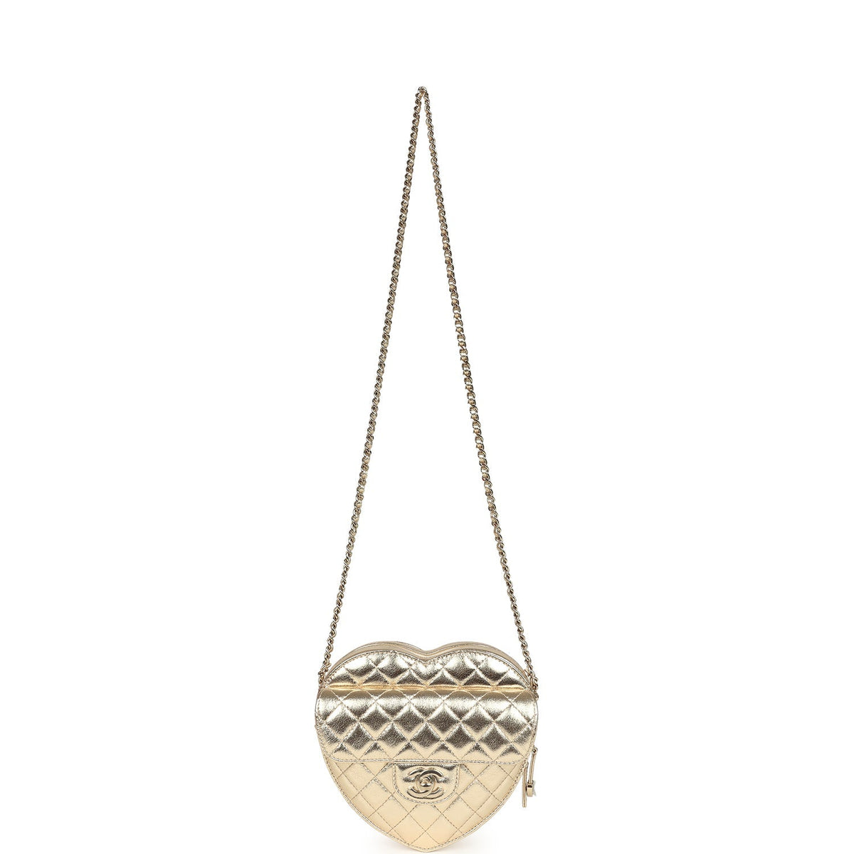 Chanel CC In Love Large Heart Bag with Chain Gold Metallic Lambskin Light Gold Hardware