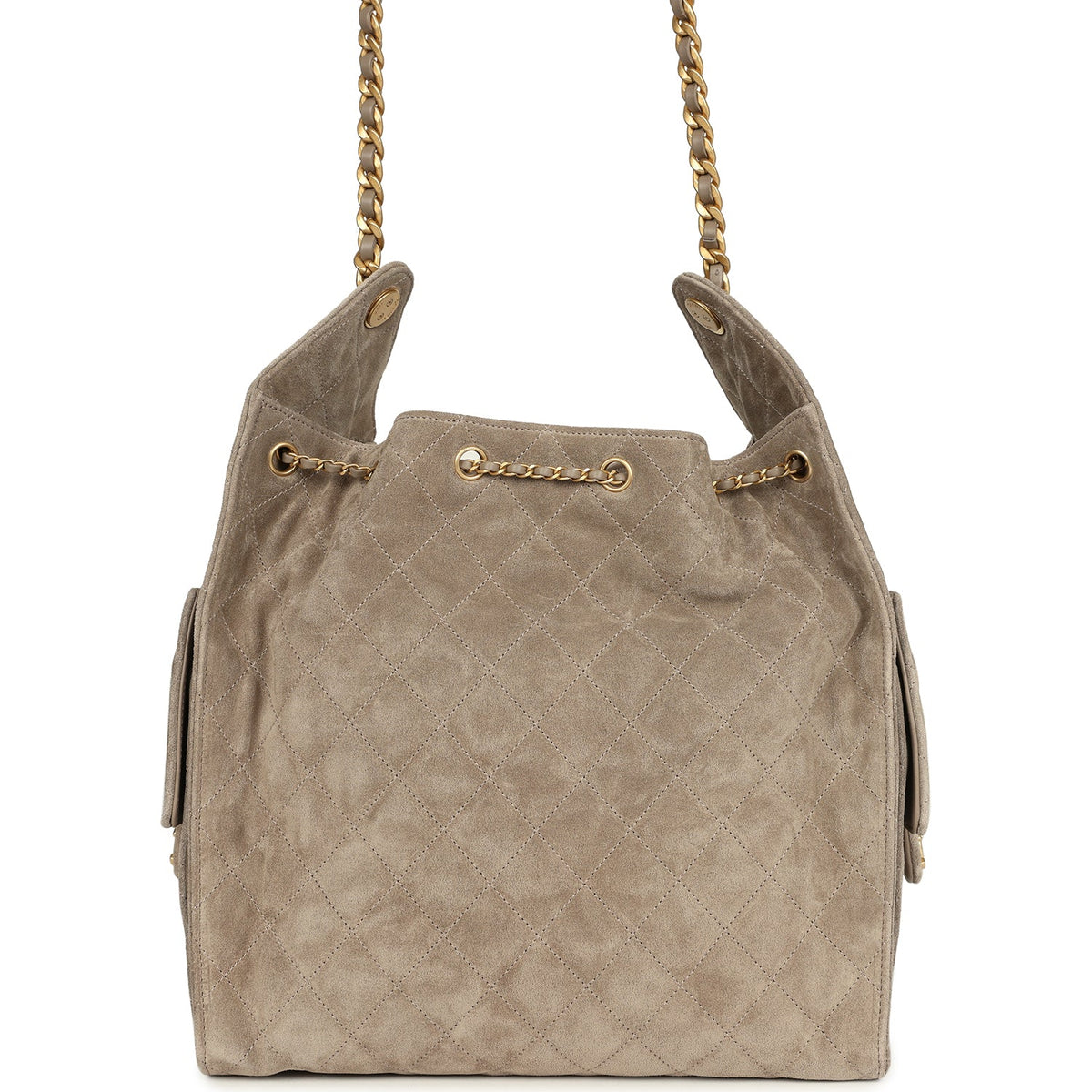 Chanel Medium 25 Hobo Bag Dark Grey Suede Antique Gold Hardware