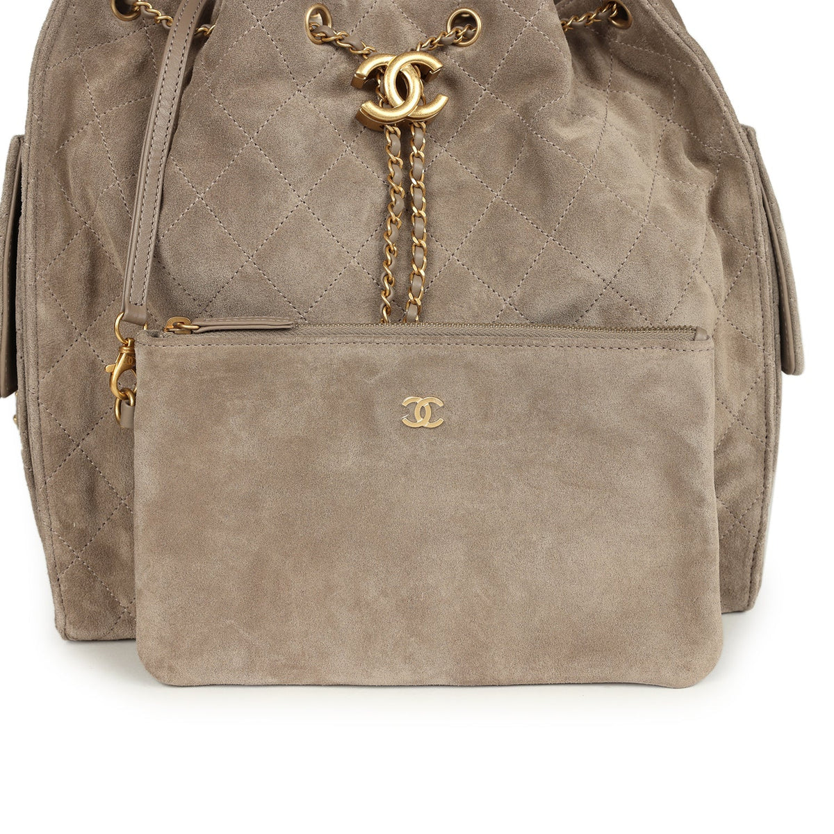 Chanel Medium 25 Hobo Bag Dark Grey Suede Antique Gold Hardware
