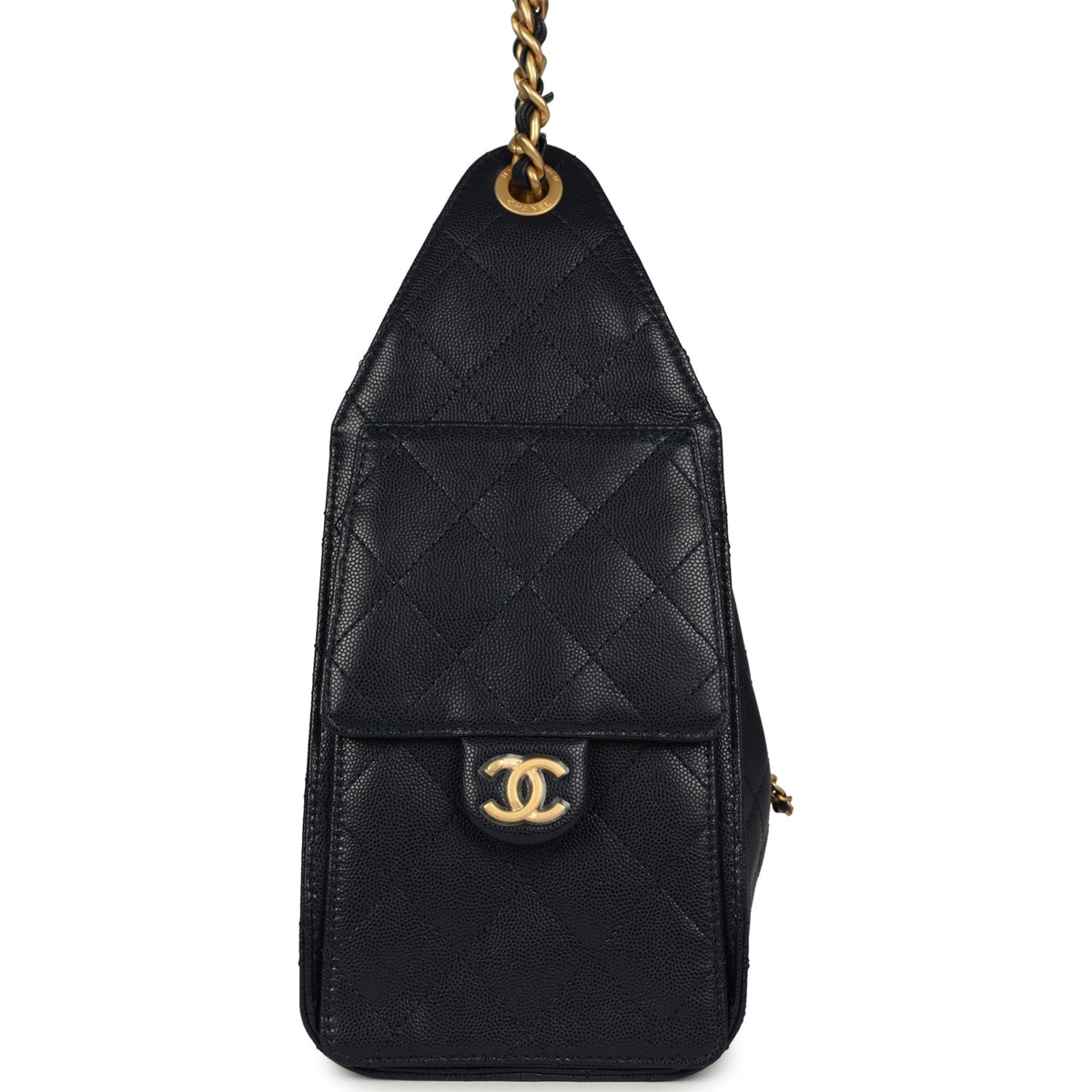 Chanel Small 25 Hobo Bag Dark Navy Caviar Antique Gold Hardware