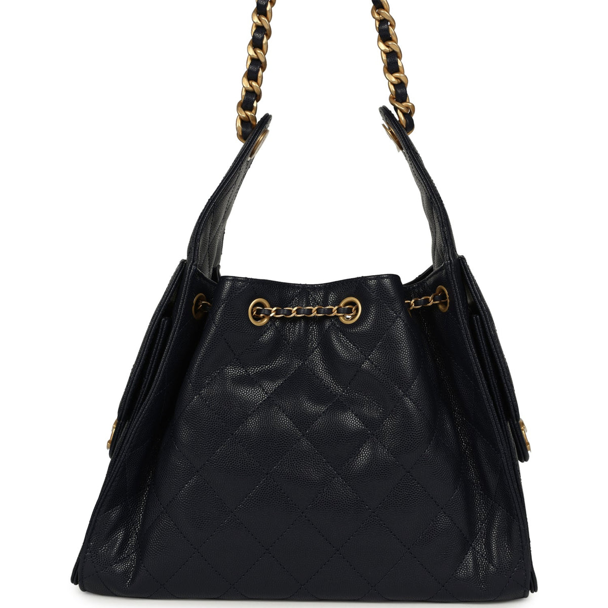 Chanel Small 25 Hobo Bag Dark Navy Caviar Antique Gold Hardware