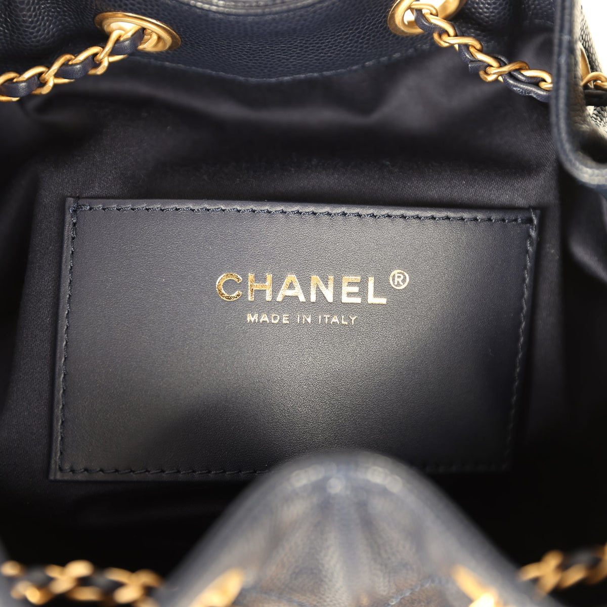 Chanel Small 25 Hobo Bag Dark Navy Caviar Antique Gold Hardware