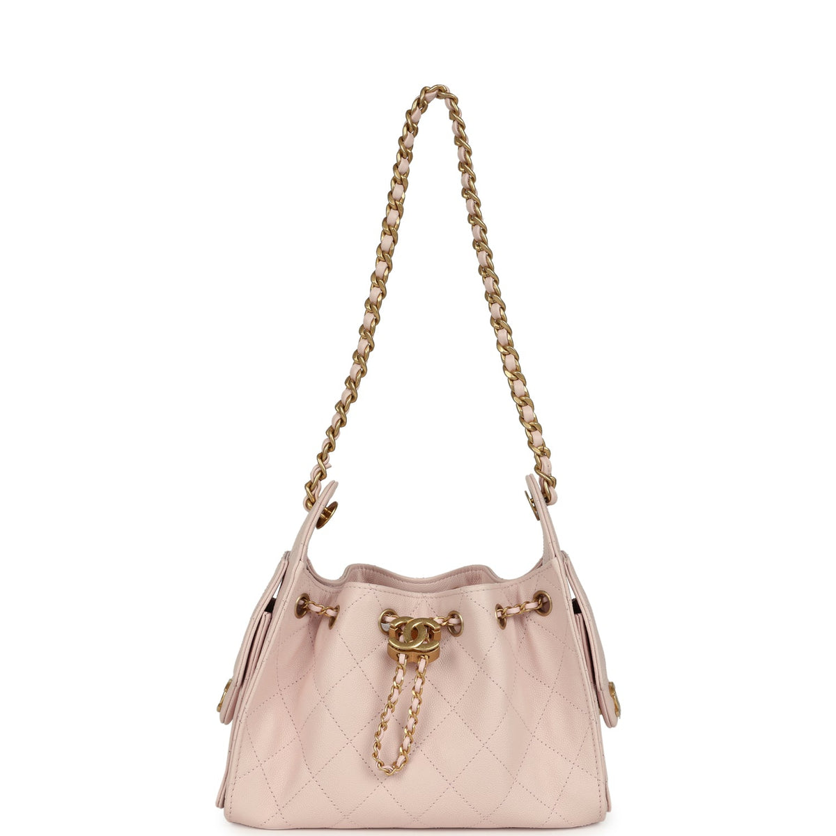 Chanel Mini 25 Hobo Bag Light Pink Caviar Antique Gold Hardware