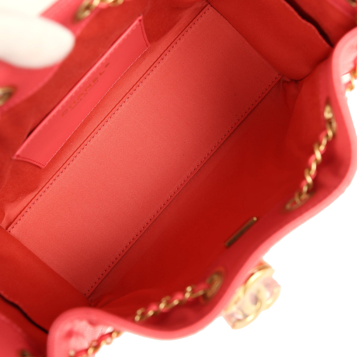 Chanel Mini 25 Hobo Bag Coral Pink Caviar Antique Gold Hardware