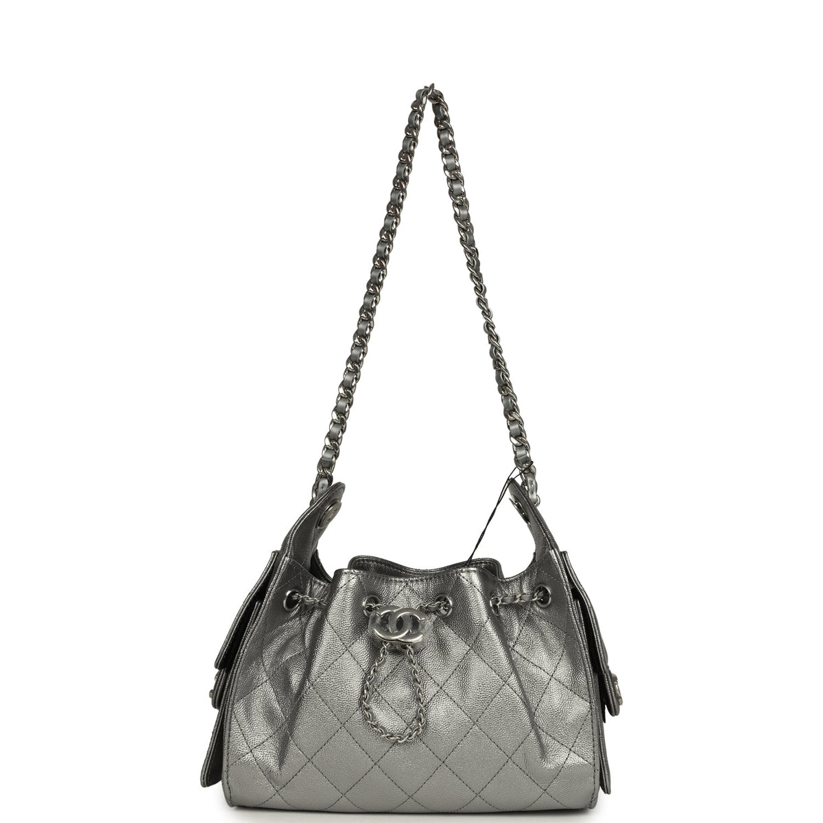 Chanel Mini 25 Hobo Bag Anthracite Metallic Caviar Silver Hardware