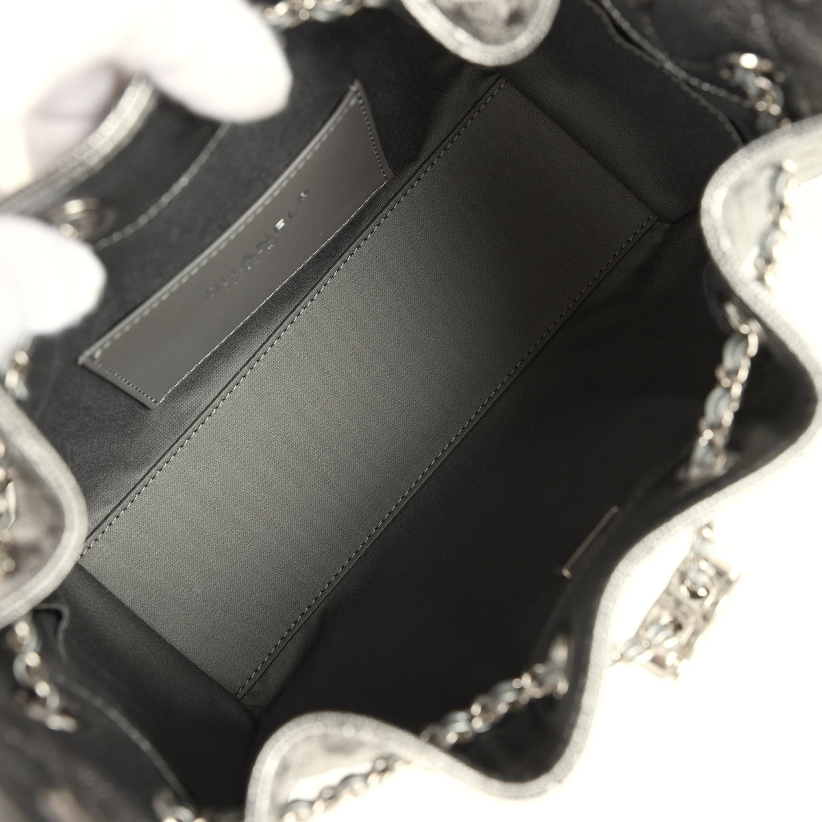 Chanel Mini 25 Hobo Bag Anthracite Metallic Caviar Silver Hardware