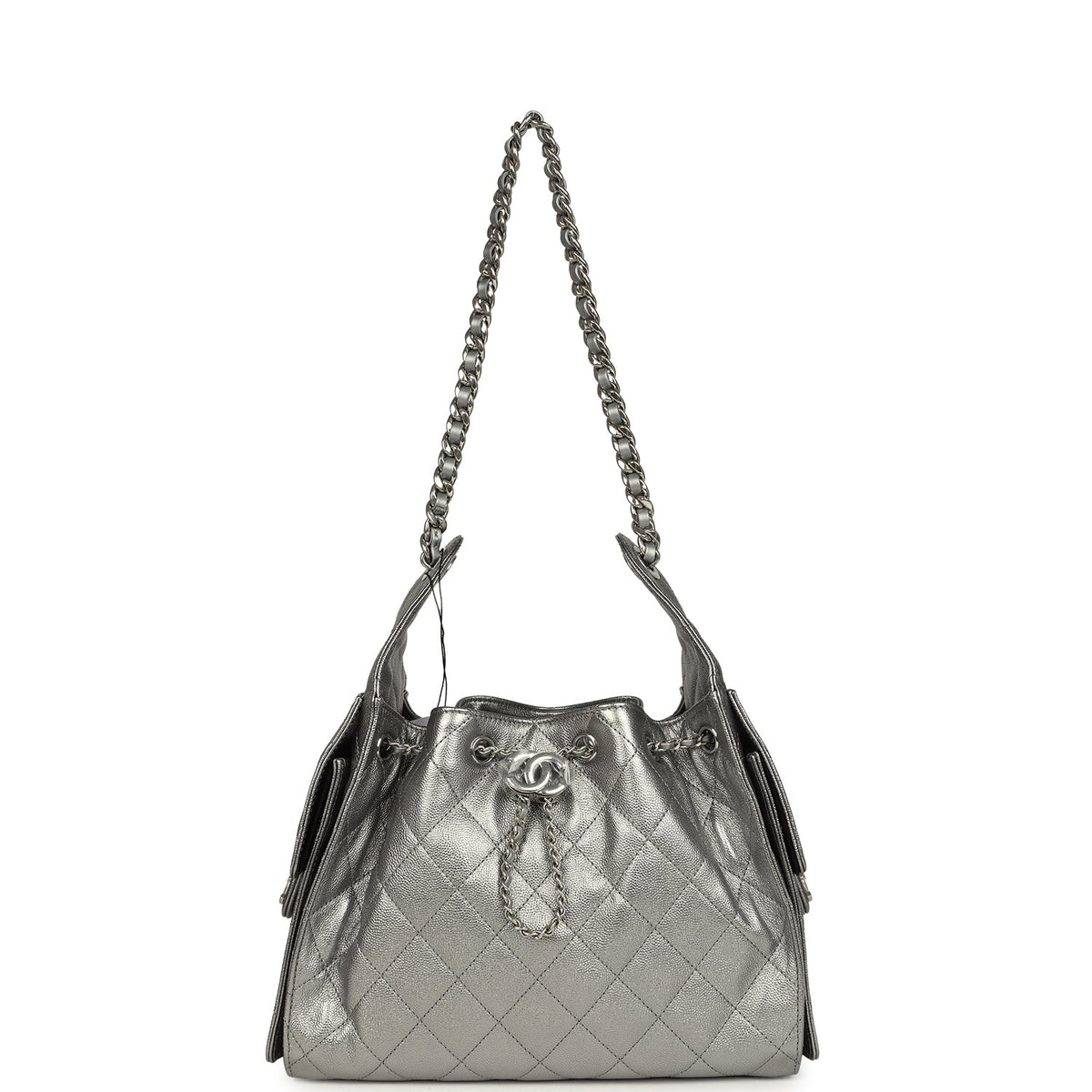 Chanel Small 25 Hobo Bag Metallic Anthracite Caviar Silver Hardware