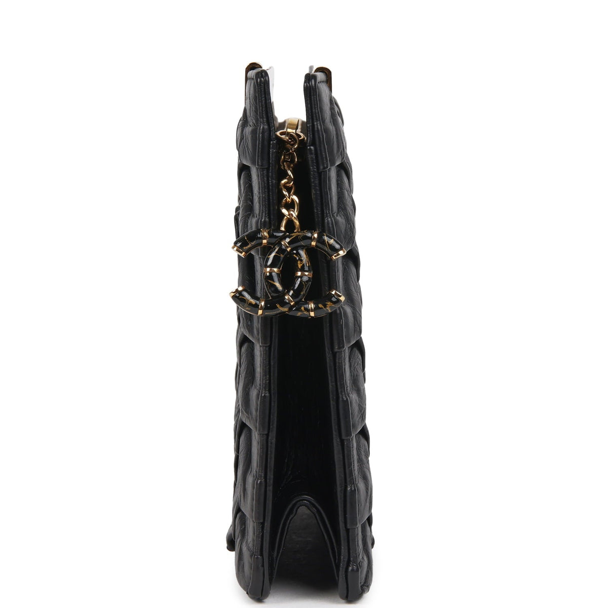 Pre-owned Chanel "Egypt" Clutch Black Aged Calfskin Gold Hardware