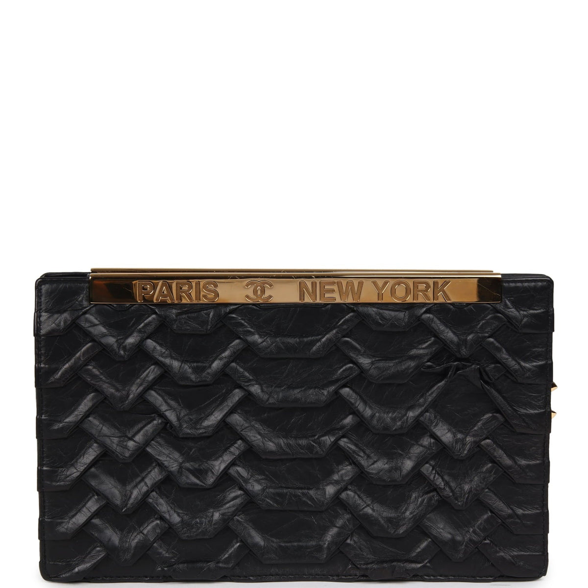 Pre-owned Chanel "Egypt" Clutch Black Aged Calfskin Gold Hardware