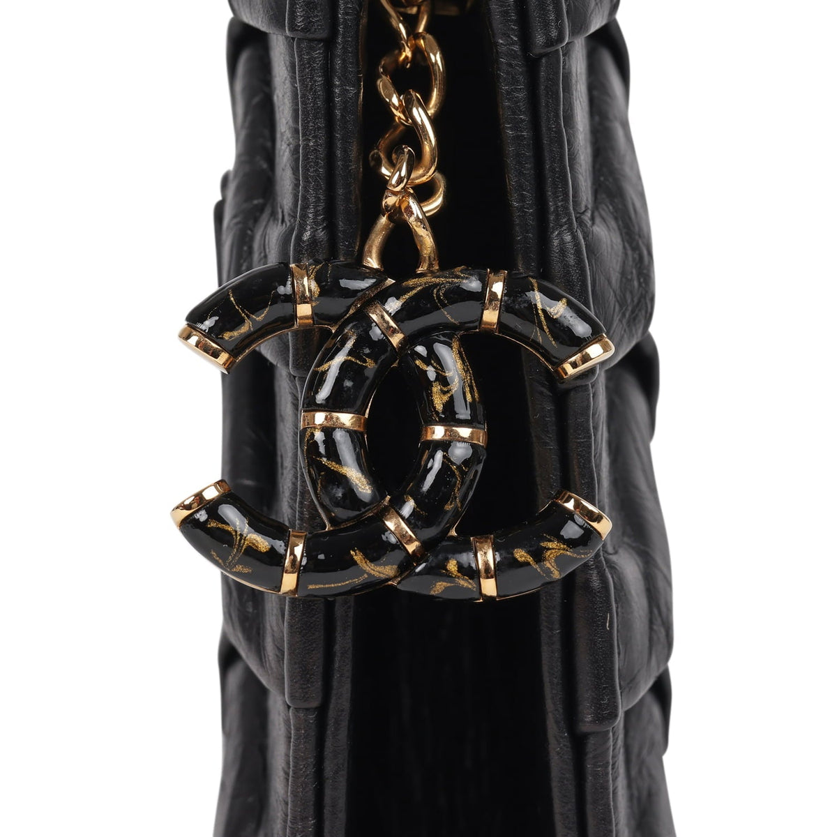 Pre-owned Chanel "Egypt" Clutch Black Aged Calfskin Gold Hardware