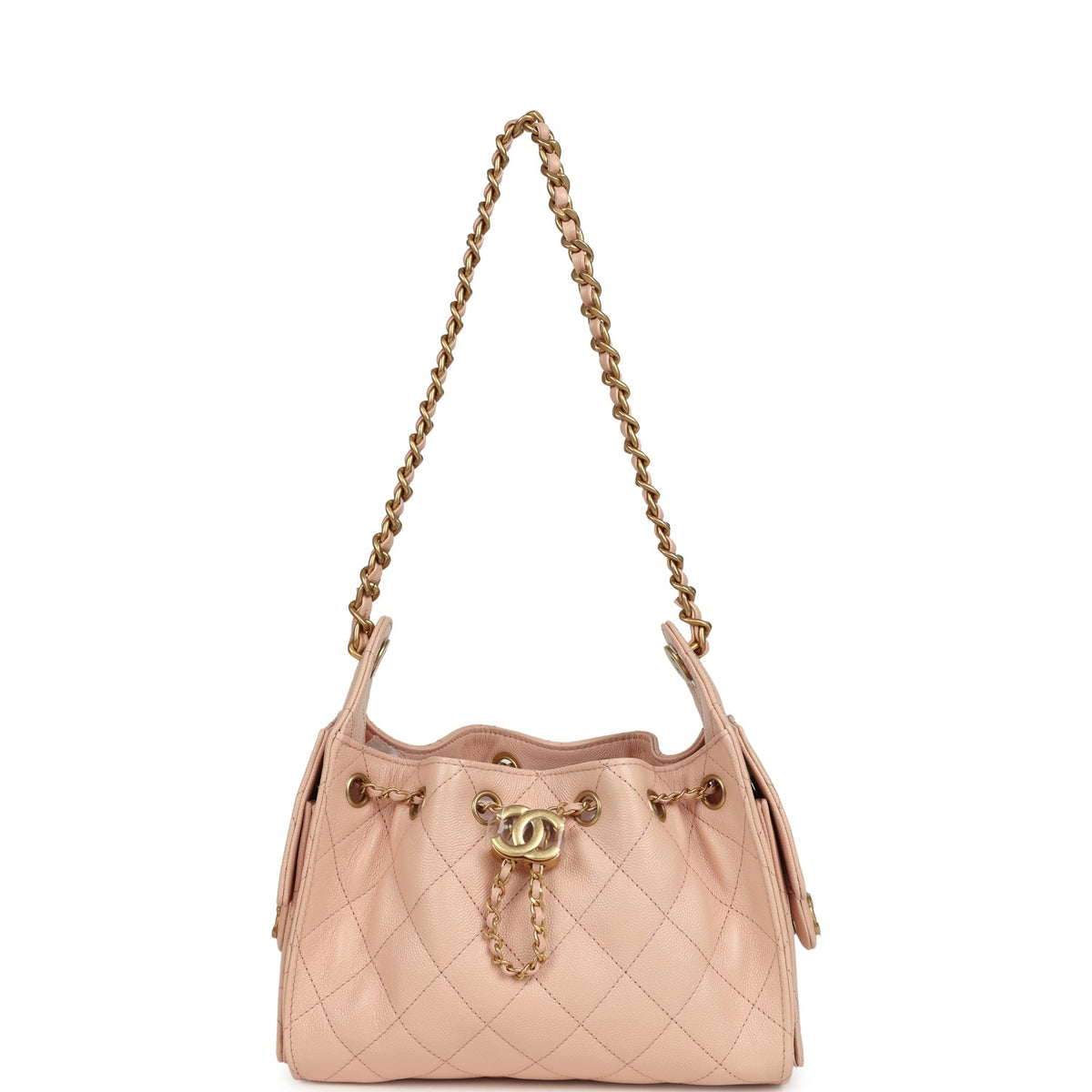 Chanel Mini 25 Hobo Bag Light Pink Caviar Antique Gold Hardware