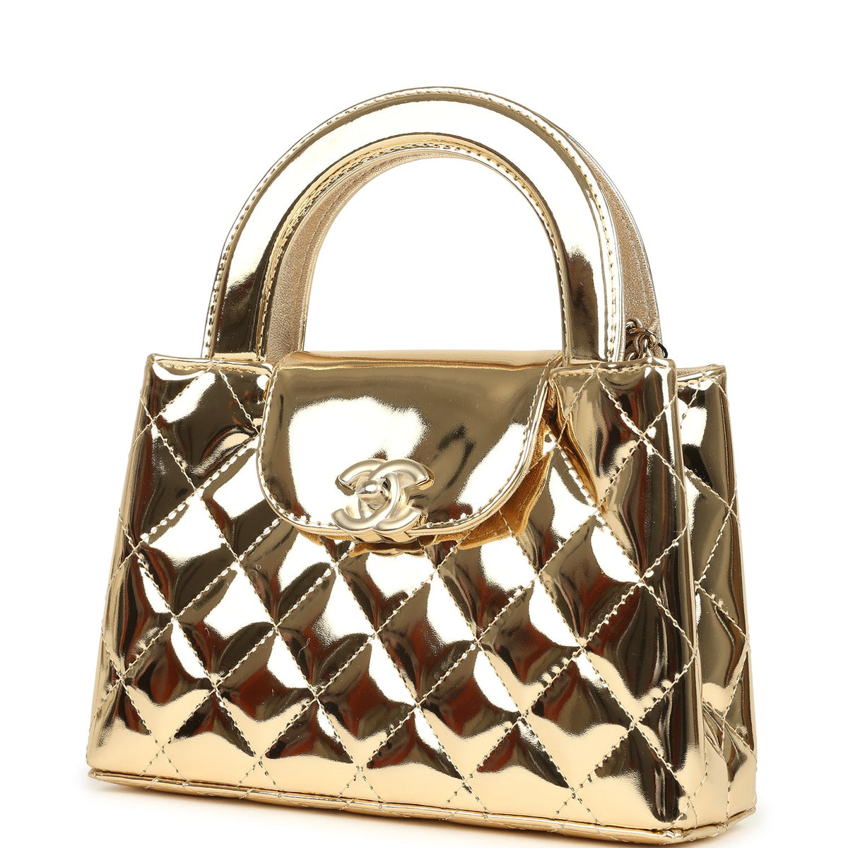 Chanel Small Kelly Shopper Light Gold Metallic Mirror Calfskin Light Gold Hardware