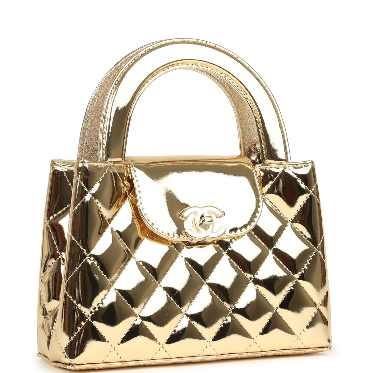 Chanel Small Kelly Shopper Light Gold Metallic Mirror Calfskin Light Gold Hardware