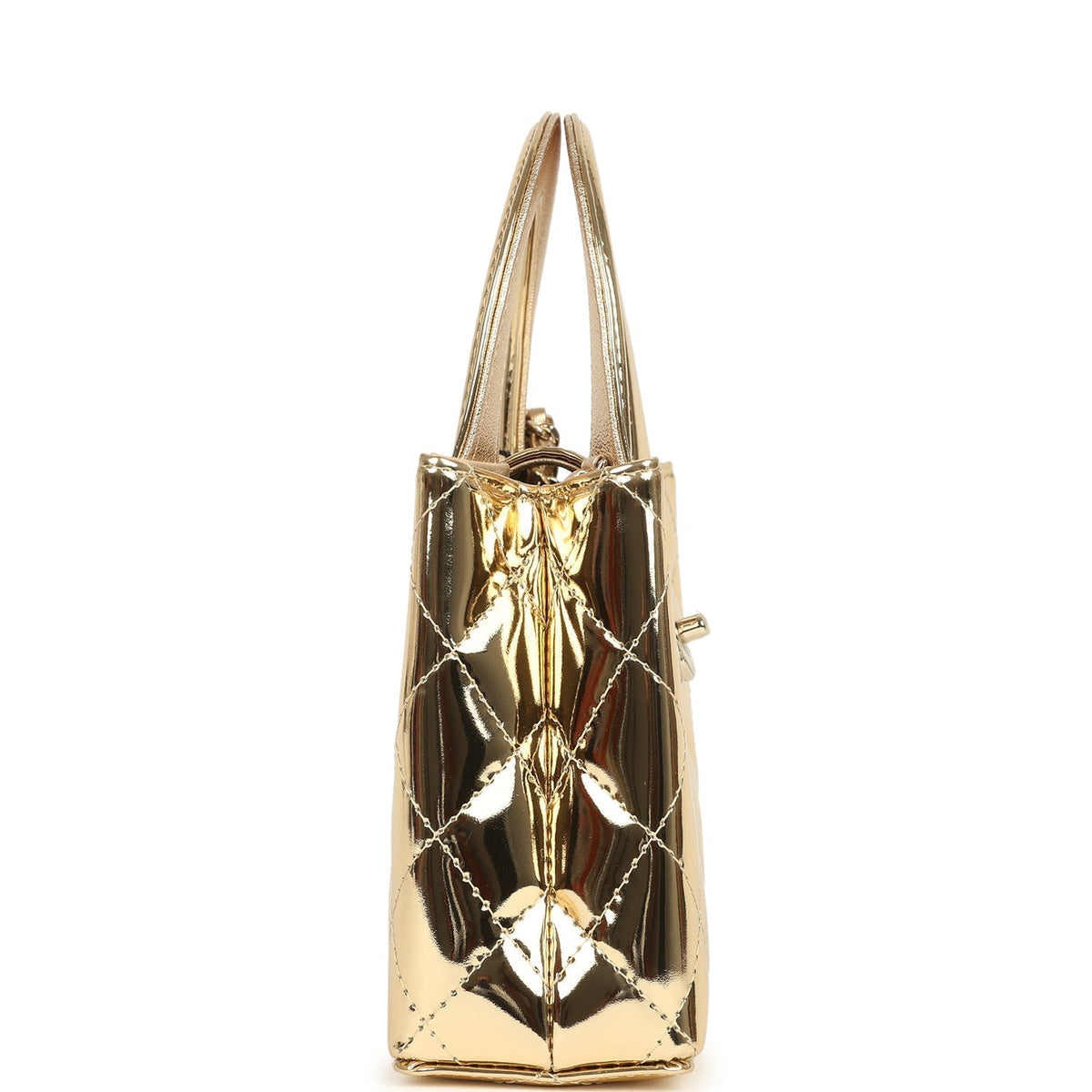 Chanel Small Kelly Shopper Light Gold Metallic Mirror Calfskin Light Gold Hardware