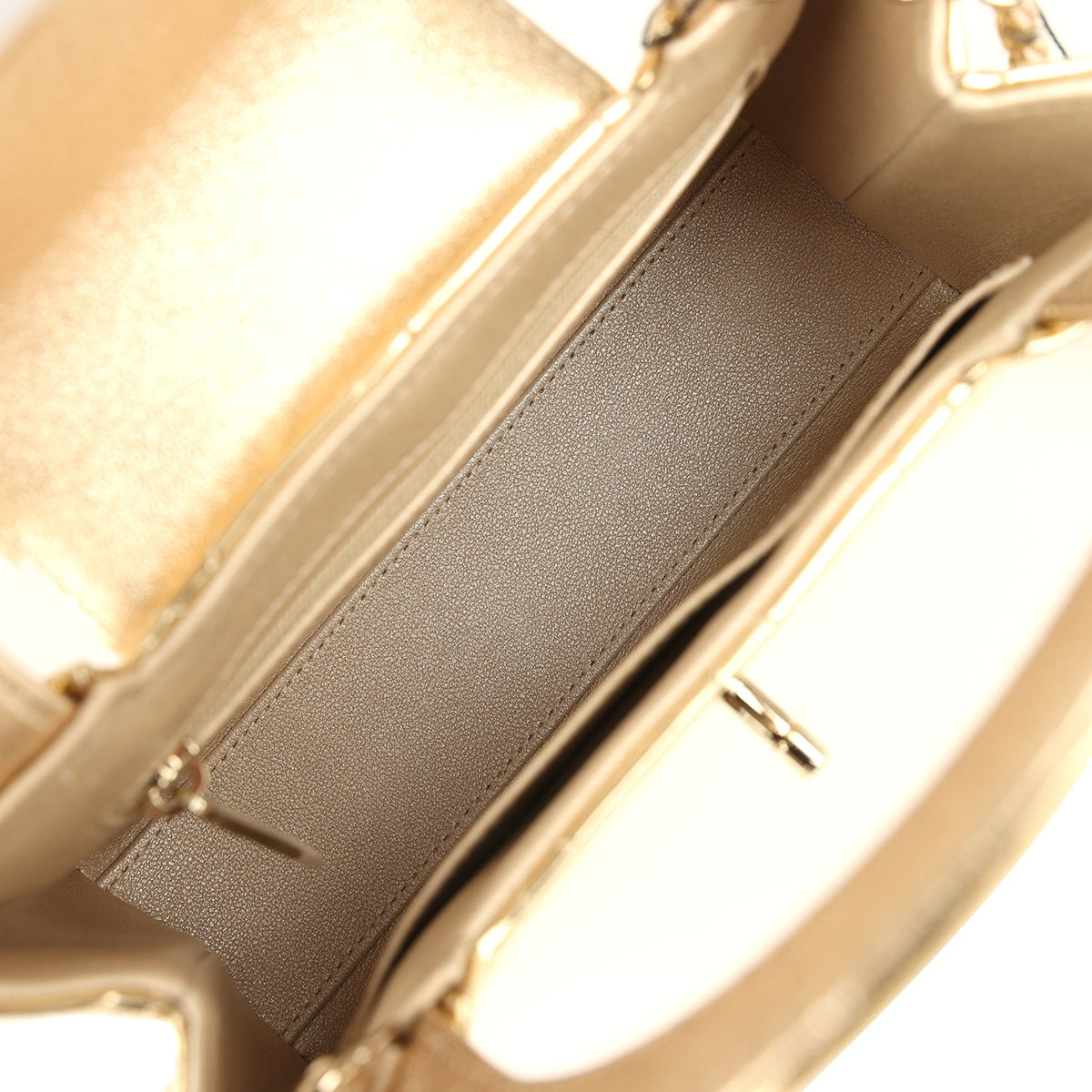 Chanel Small Kelly Shopper Light Gold Metallic Mirror Calfskin Light Gold Hardware