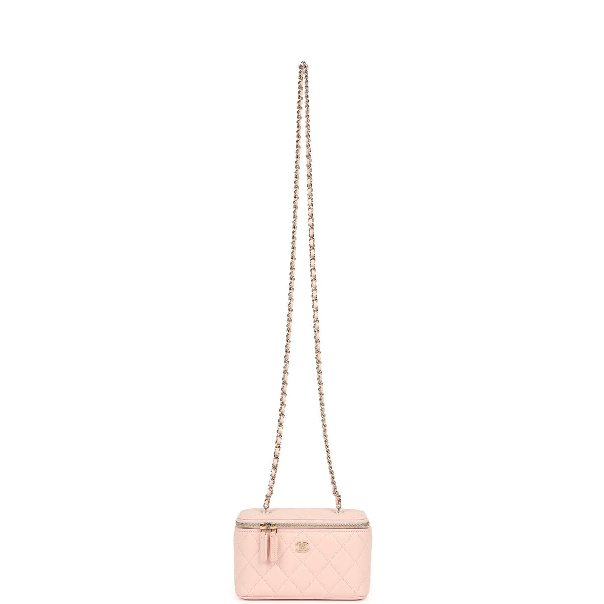 Chanel Small Classic Vanity Case Light Pink Shiny Caviar Light Gold Hardware