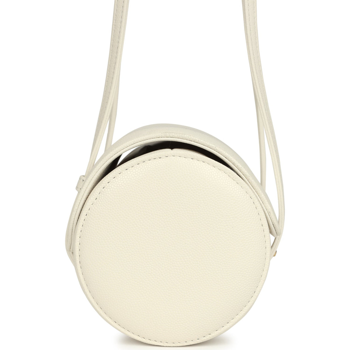 Chanel Preppy Coco Bowling Bag White Shiny Caviar Brushed Gold Hardware