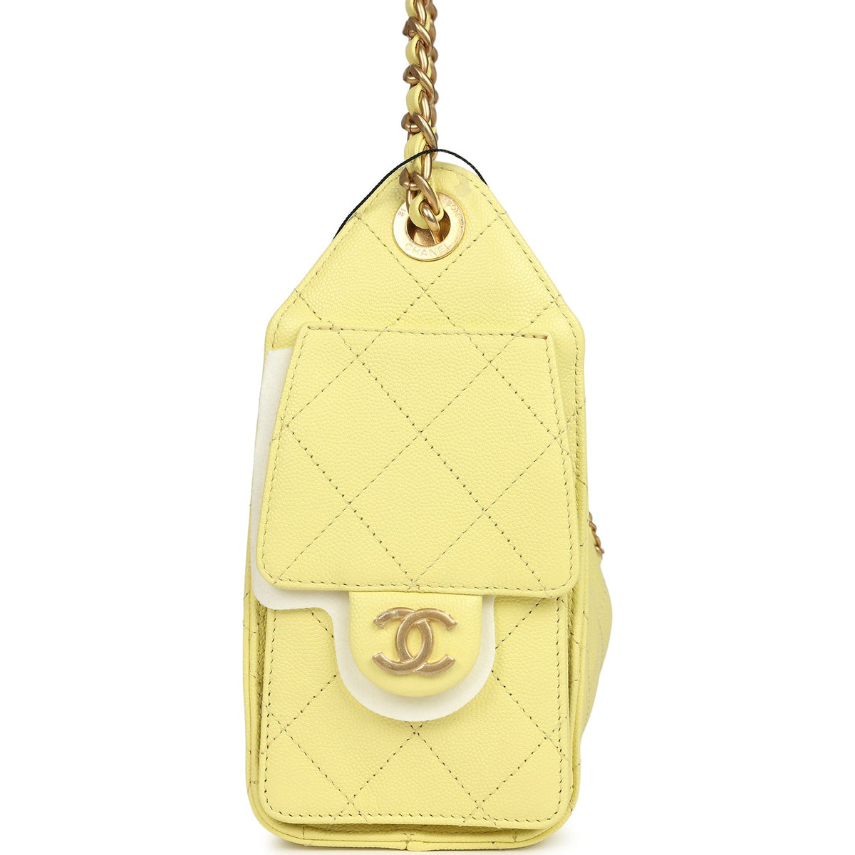 Chanel Mini 25 Hobo Bag Light Yellow Caviar Antique Gold Hardware