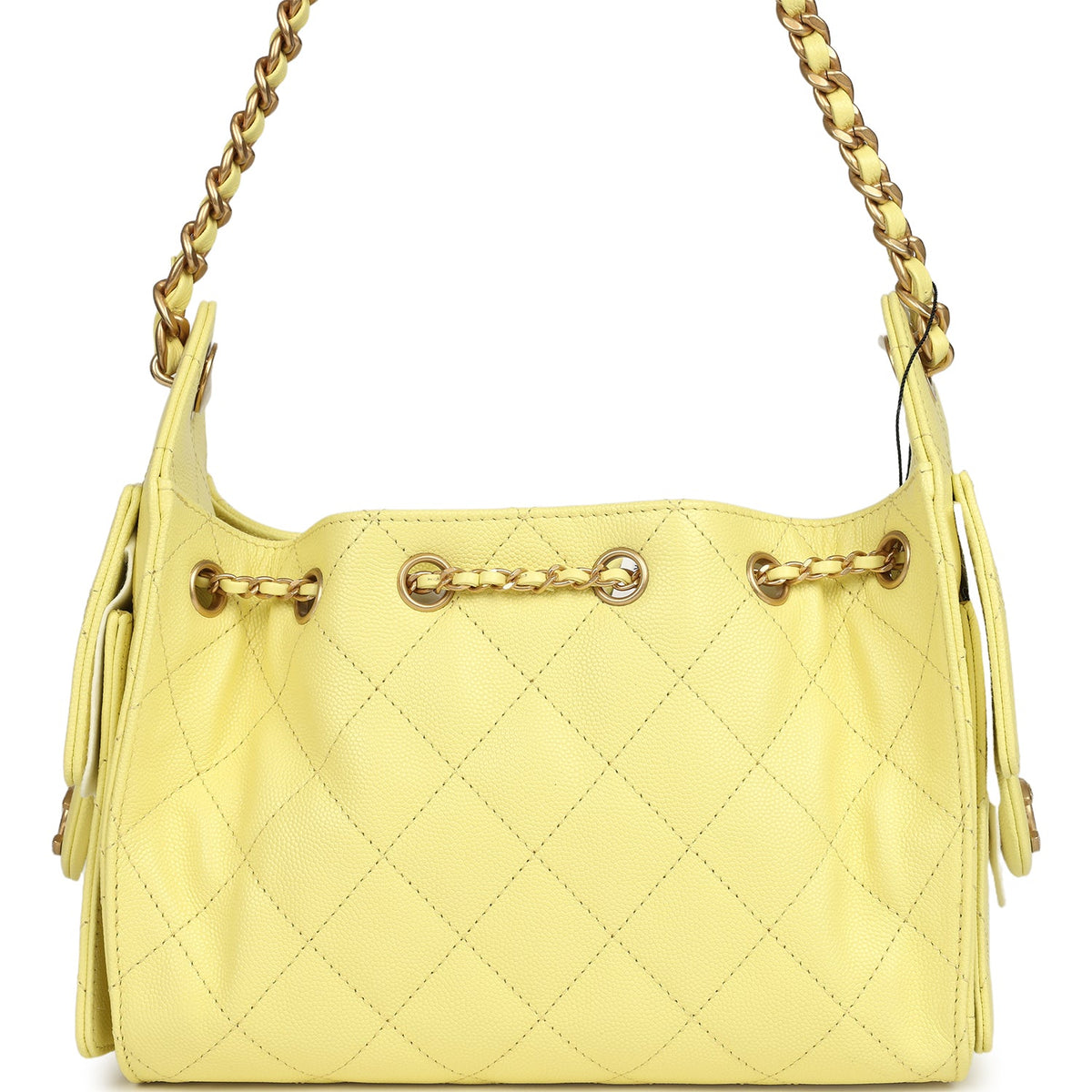Chanel Mini 25 Hobo Bag Light Yellow Caviar Antique Gold Hardware