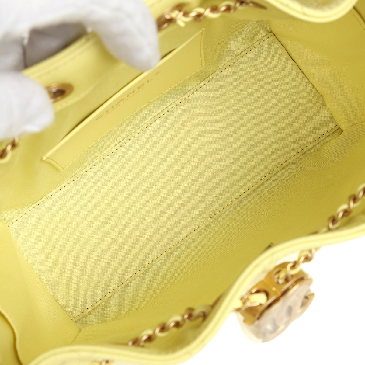 Chanel Mini 25 Hobo Bag Light Yellow Caviar Antique Gold Hardware