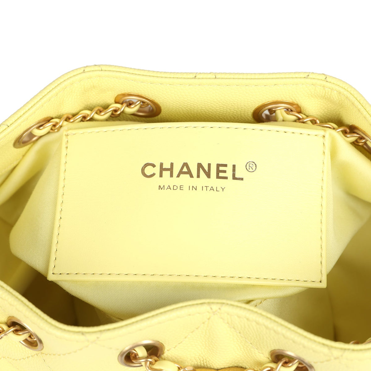 Chanel Mini 25 Hobo Bag Light Yellow Caviar Antique Gold Hardware