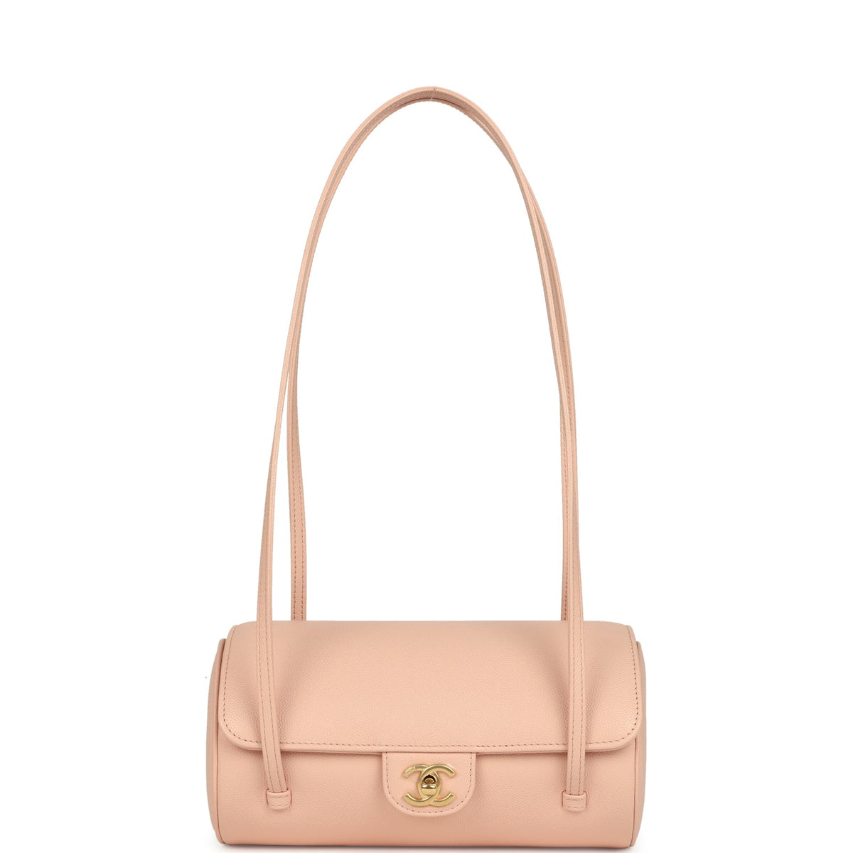 Chanel Preppy Coco Bowling Bag Light Pink Shiny Caviar Brushed Gold Hardware