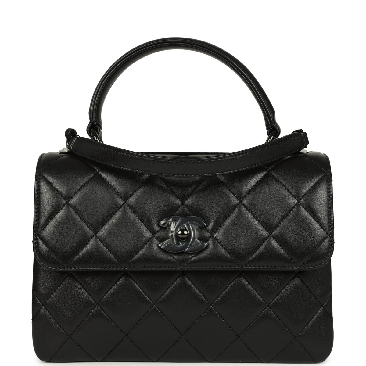 Chanel Medium Trendy CC Top Handle Flap So Black Lambskin Black Hardware