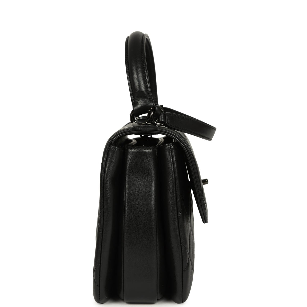 Chanel Medium Trendy CC Top Handle Flap So Black Lambskin Black Hardware