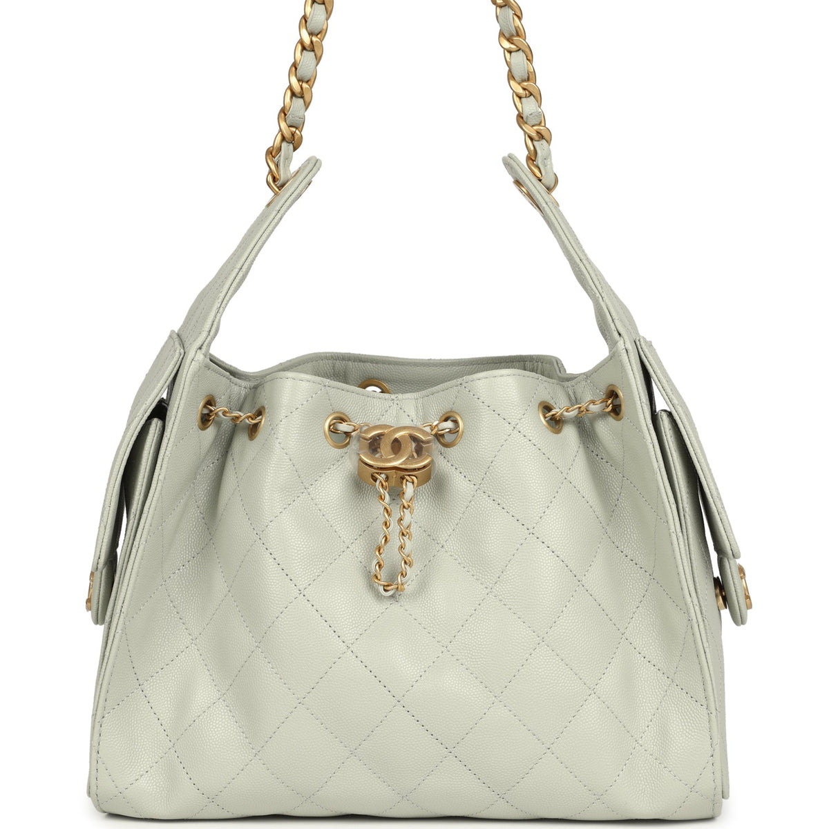 Chanel Small 25 Hobo Bag Light Green Caviar Antique Gold Hardware