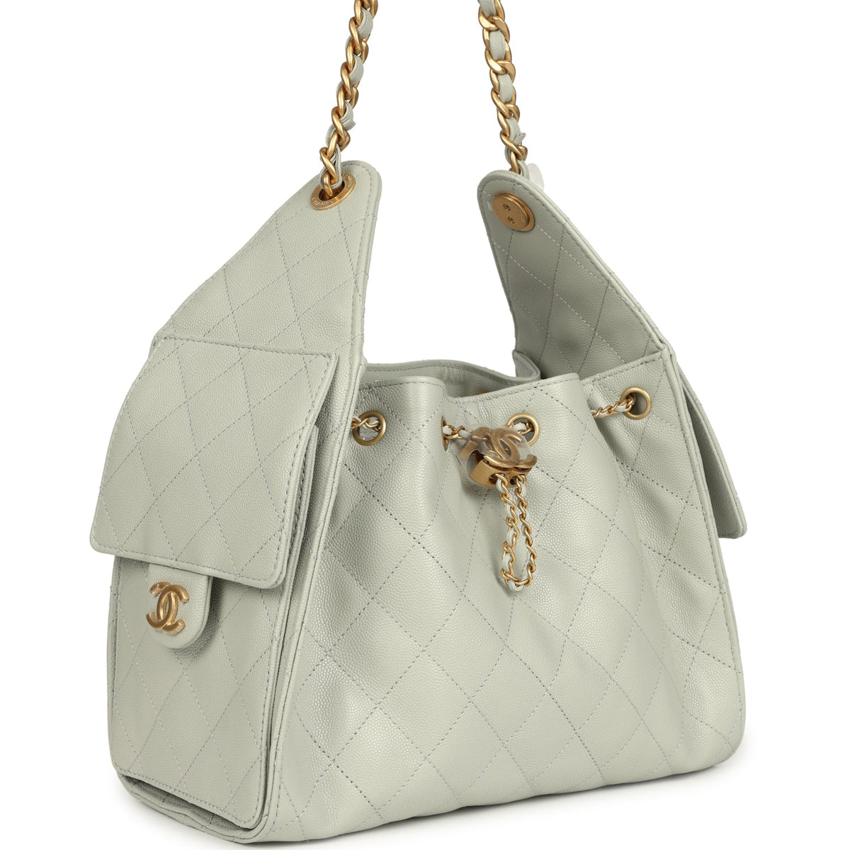 Chanel Small 25 Hobo Bag Light Green Caviar Antique Gold Hardware