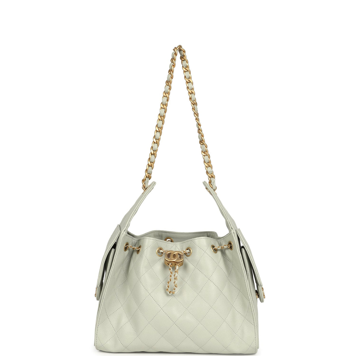 Chanel Small 25 Hobo Bag Light Green Caviar Antique Gold Hardware