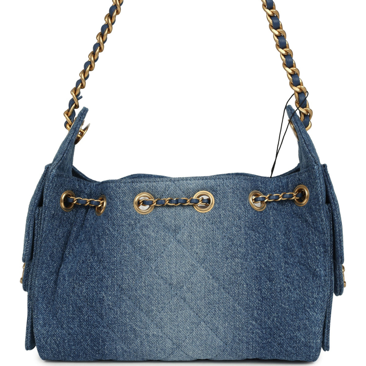 Chanel Mini 25 Hobo Bag Blue Washed Denim Antique Gold Hardware
