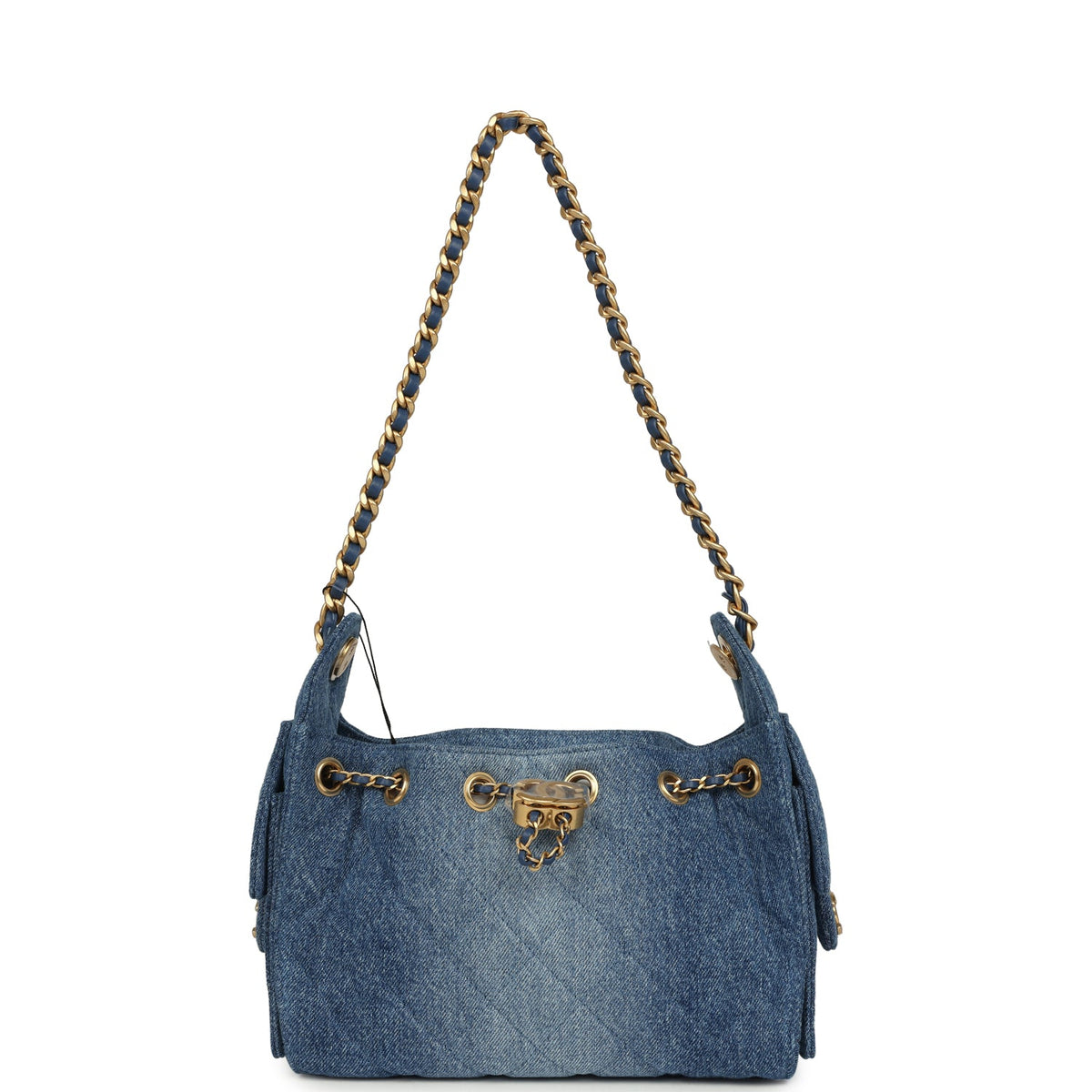 Chanel Mini 25 Hobo Bag Blue Washed Denim Antique Gold Hardware