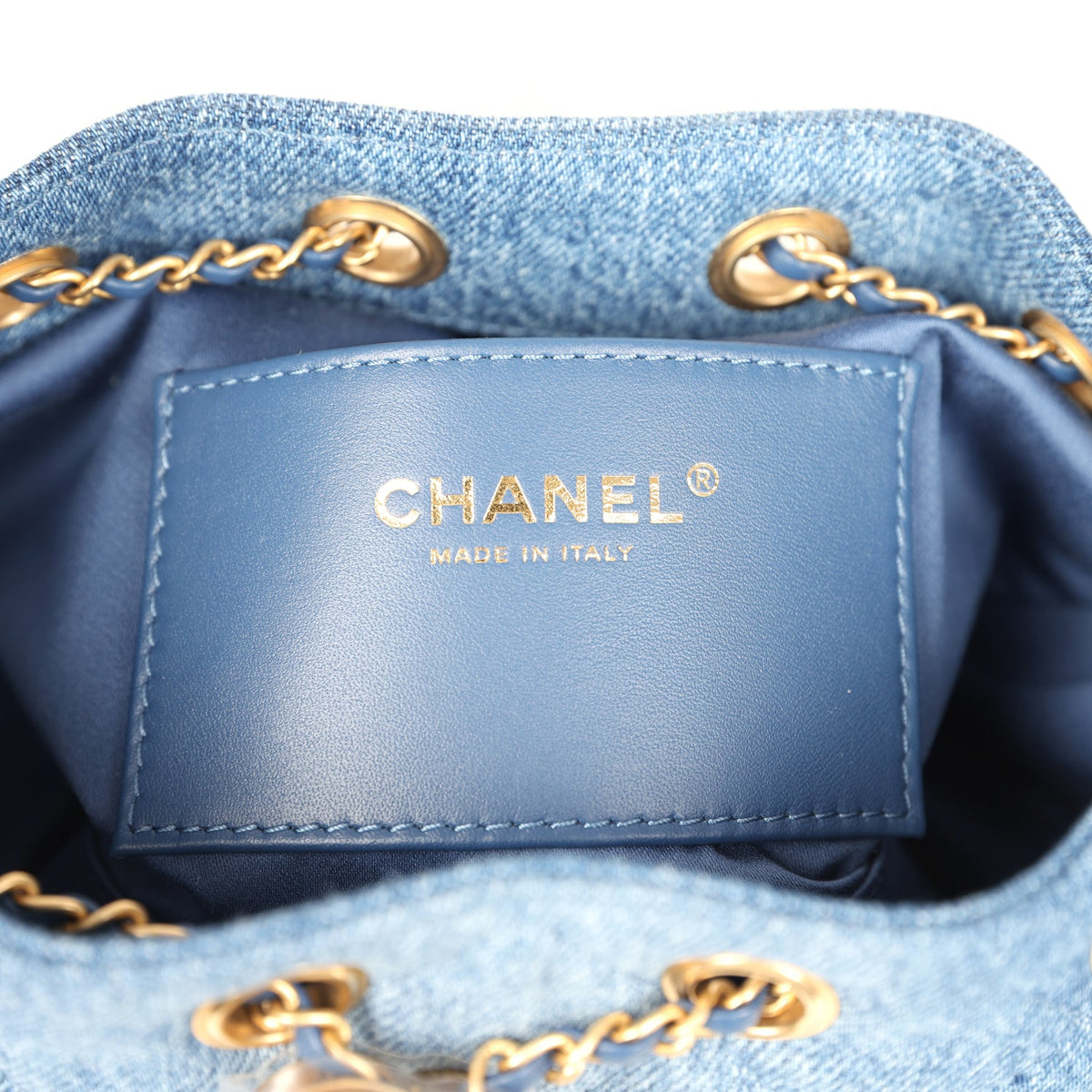 Chanel Mini 25 Hobo Bag Blue Washed Denim Antique Gold Hardware