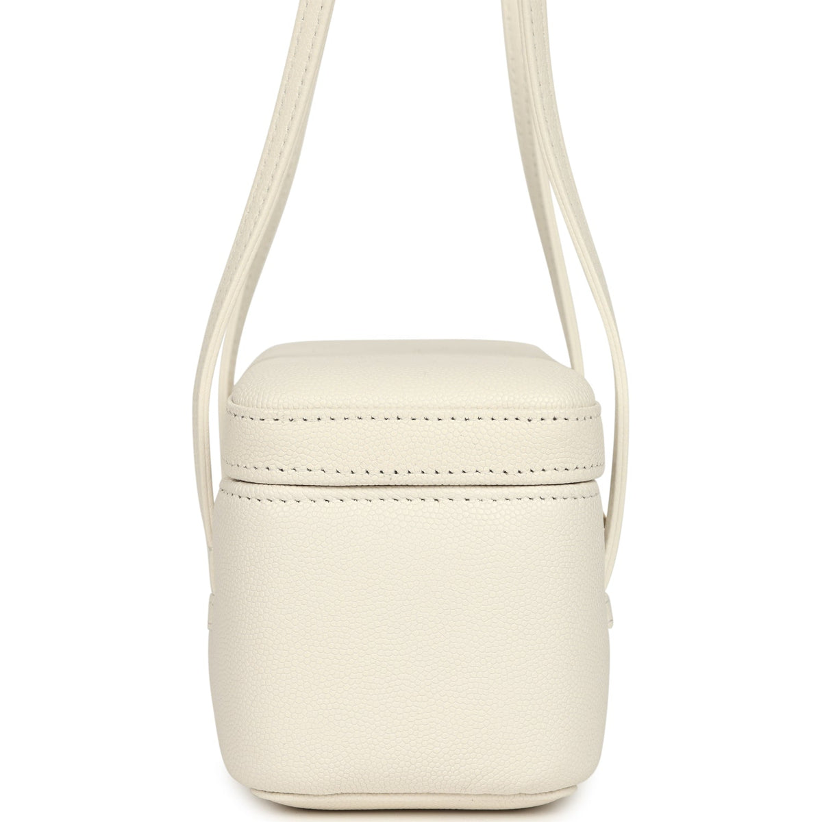 Chanel Preppy Coco Long Vanity with Straps White Shiny Caviar Brushed Gold Hardware
