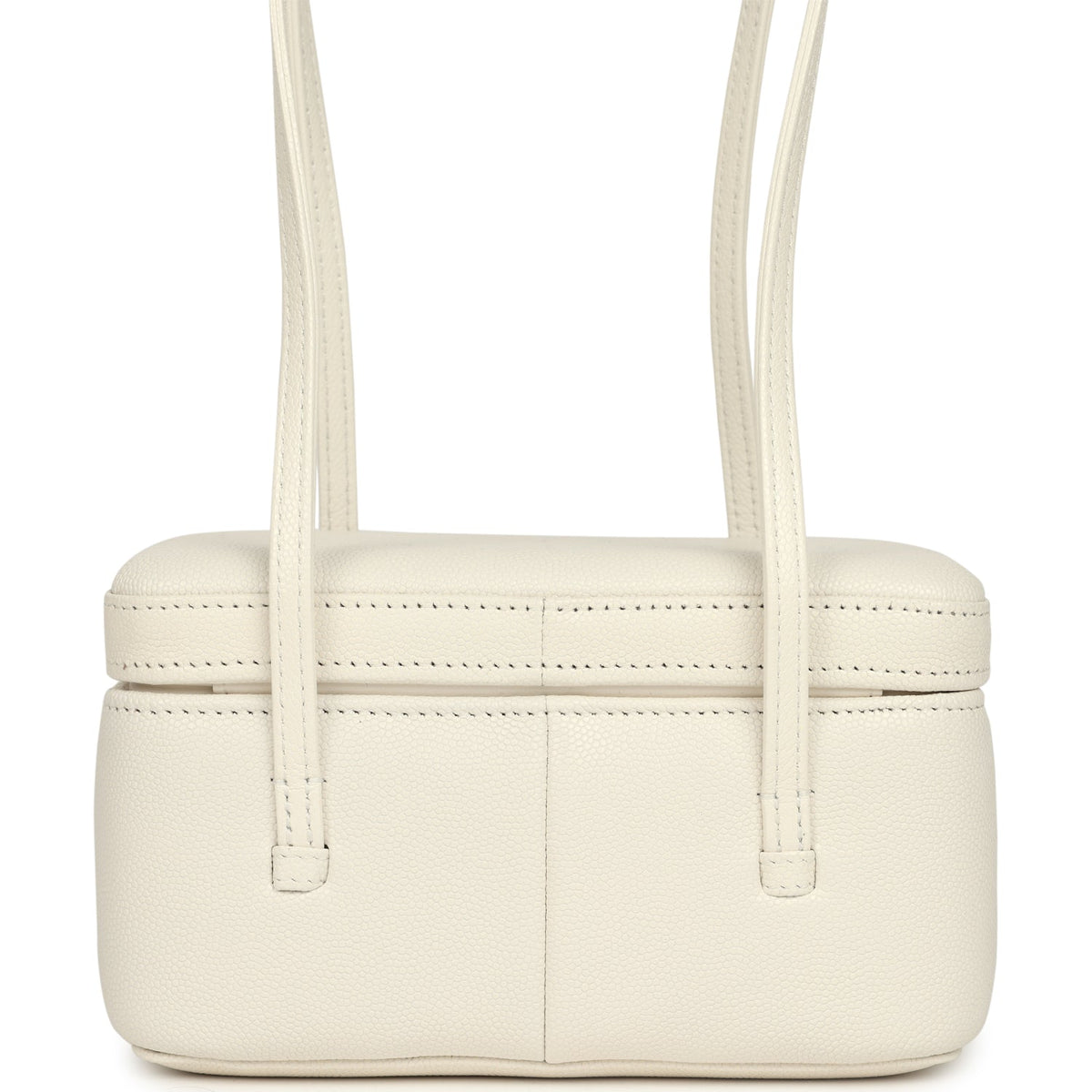 Chanel Preppy Coco Long Vanity with Straps White Shiny Caviar Brushed Gold Hardware