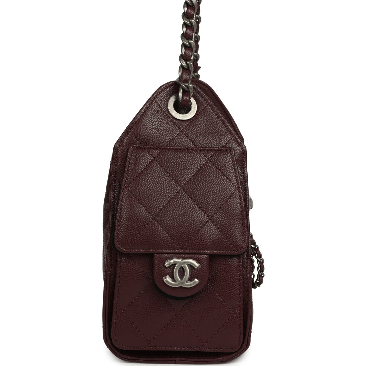 Chanel Mini 25 Hobo Bag Burgundy Caviar Aged Ruthenium Hardware