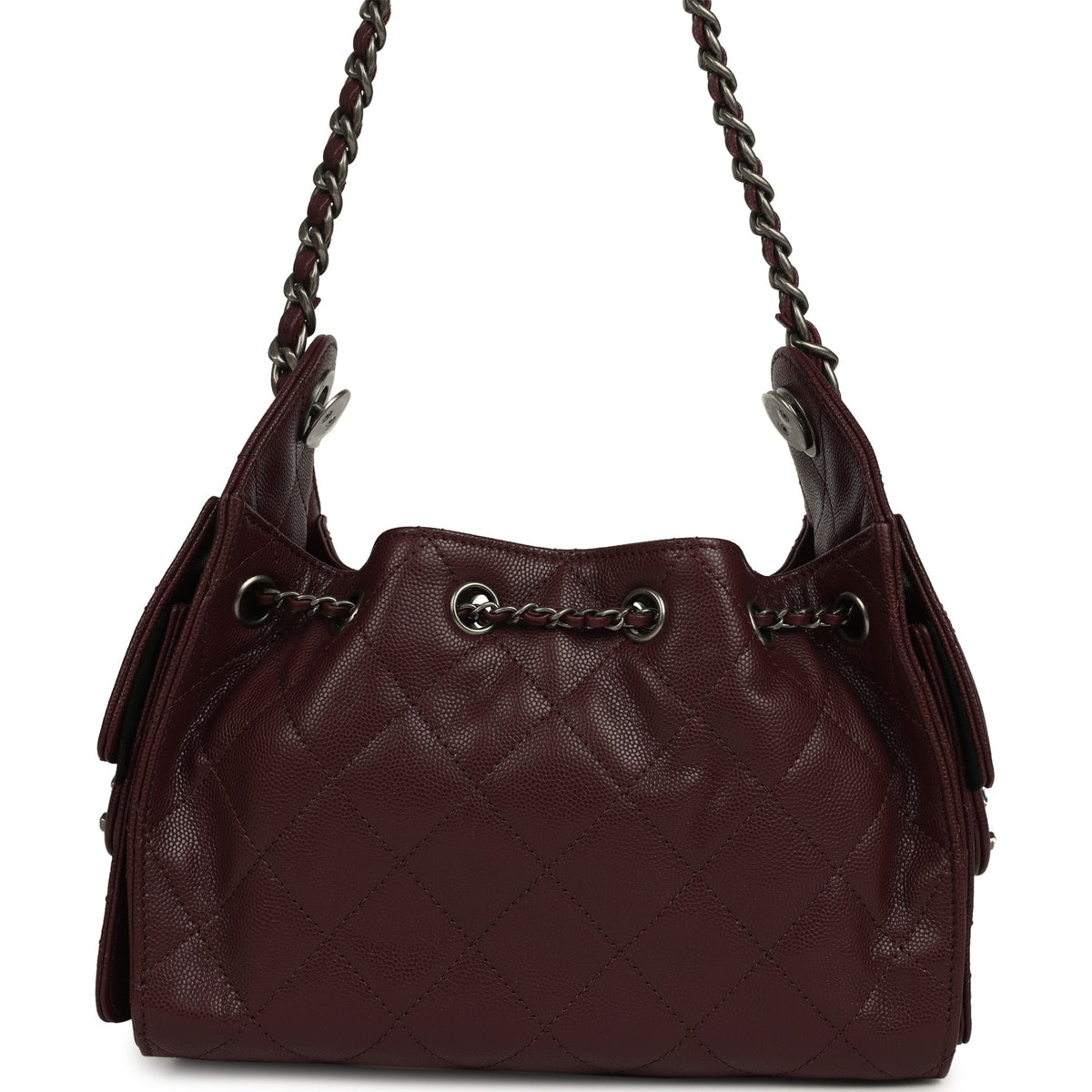 Chanel Mini 25 Hobo Bag Burgundy Caviar Aged Ruthenium Hardware