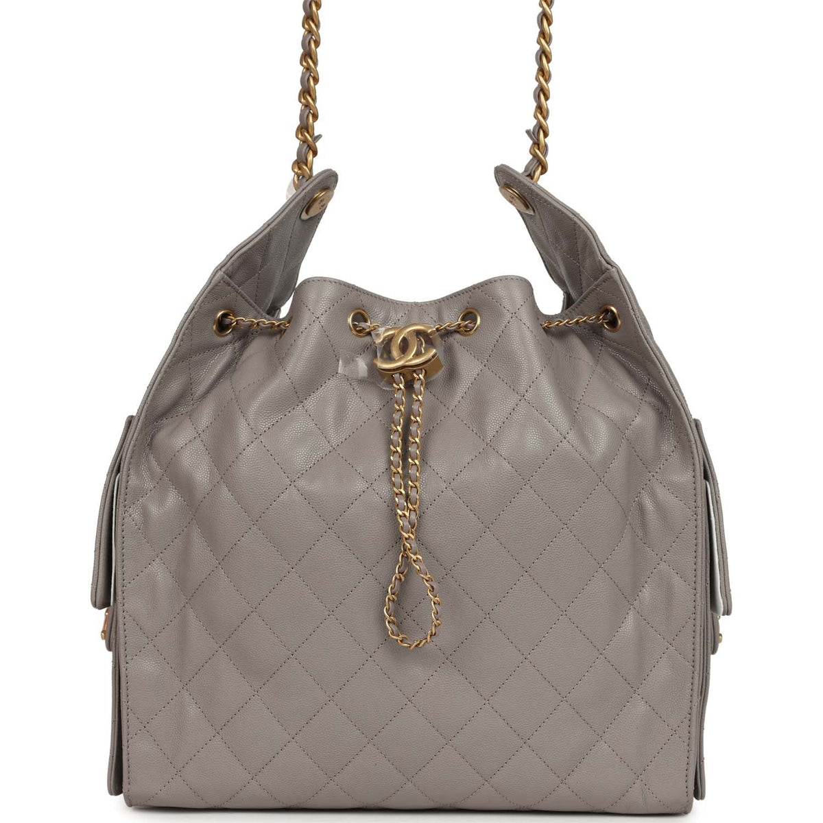 Chanel Medium 25 Hobo Bag Dark Grey Caviar Antique Gold Hardware